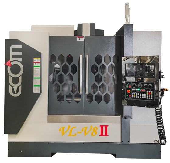 立式加工中心机 VL-V8II－X / Y / Z轴行程为800 / 550 / 550 mm，X / Y / Z轴快移速度为36 m/min，X / Y / Z轴切削进给速度为10 m/min。